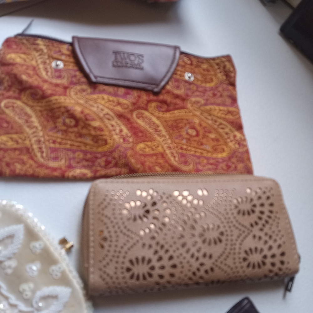 Two's Company Paisley Clutch - Red and Brown